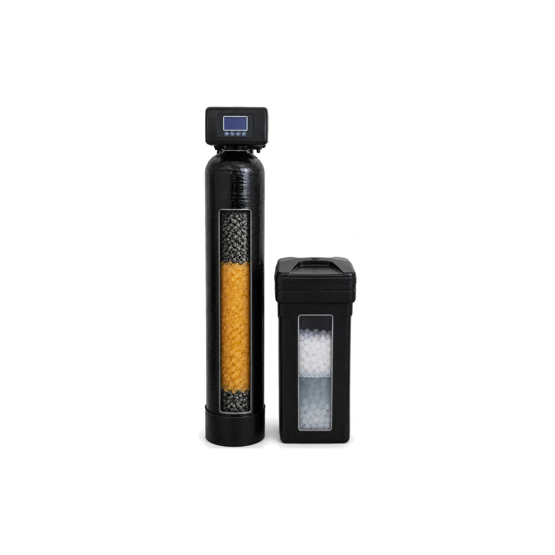 Whole-home water filtration system installed in a home